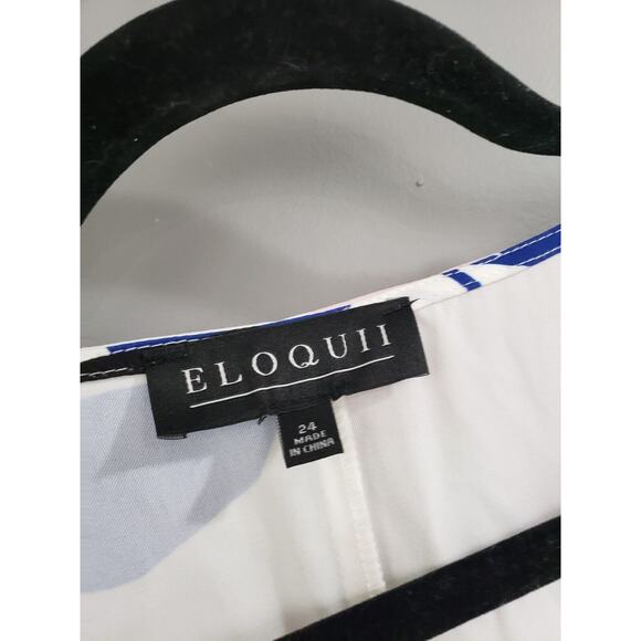 NEW Eloquii Women's Plus Color Block Floral Wrap Dress Gold Black Size 24‎ - Picture 3 of 7